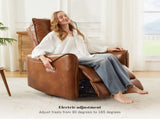 BROWN COLOR AIR LEATHER ELECTRIC RECLINER CHAIR WITH ROCKER AND SWIVEL B2766P488714
