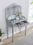 ZUN Sanlo Wooden Vanity Make Up Table and Stool Set, Silver T2574P162838