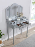 ZUN Sanlo Wooden Vanity Make Up Table and Stool Set, Silver T2574P162838