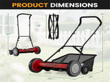 18-Inch 5-Blade Push Reel Lawn Mower with Grass Catcher, Manual Walk-Behind Mower with 4-Level 74999559