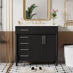 ZUN 36'' Bathroom Vanity with Top Resin Sink, Bathroom Storage Cabinet with 2 Drawers and a Tip-out 76697324