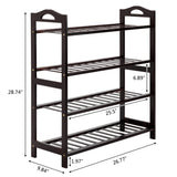 ZUN Concise 12-Batten 4 Tiers Bamboo Shoe Rack Coffee 55358061