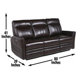 Luxury Power Reclining Sofa Recliner in Dark Brown Top-Grain Leather - Ultimate Comfort with Power B081107753