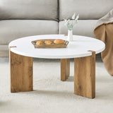 33.4-inch diameter minimalist circular MDF material coffee table, a stable and practical choice. The W1151P263914