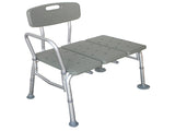 Medical Bathroom Safety Shower Tub Aluminium Alloy Bath Chair Transfer Bench with Back & Handle Gray 23066478