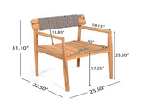 CREATIVE BRAIDED ACACIA WOOD OUTDOOR DINING CHAIRS WITH ARMRESTS, SUITABLE FOR OUTDOOR DINING AND N770P269704G