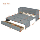 Queen Size Murphy Bed with USB Port and a Large Drawer, Gray N708P205905E