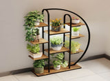 62.2 Inch Tall Metal Indoor Plant Stand with Grow Lights, 9 Tier Moon-Shaped Plant Shelf with LED W3101P443485