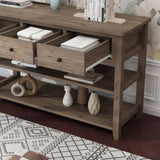 Console Table with Wood Frame and Legs, Sofa Table Entryway Table with 3 Drawers and 2 Open Shelves 96317130