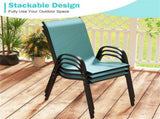 Turquoise 2 Pack Stackable Patio Dining, Ergonomic Steel Frame Breathable Fabric Outdoor 85167863