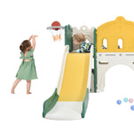 ZUN Kids Slide Playset Structure, Castle Climber with Slide and Basketball Hoop, Toy Storage Organizer 49067753