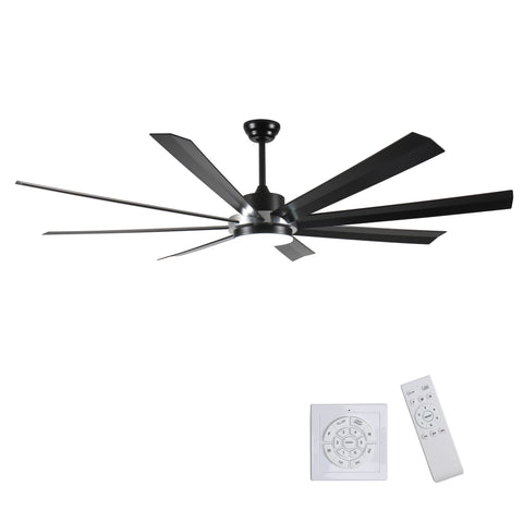 ZUN 72 Inch Industrial DC Motor Ceiling Fan with light, Large Ceiling Fan with 8 Reversible Blades, 3 W2352P204478