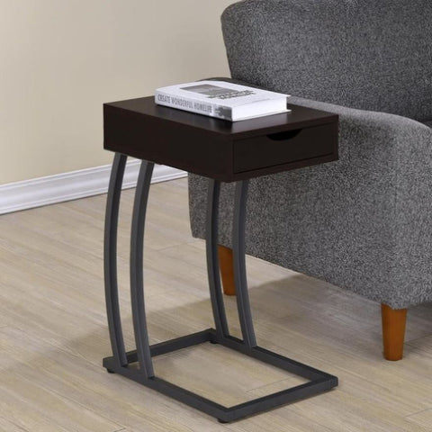 ZUN Cappuccino and Gunmetal Hi-tech Accent Table B062P153621