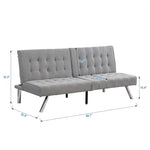 ZUN WOOD FRAME, STAINLESS LEG, FUTON, SOFA BED GREY W2297P247601