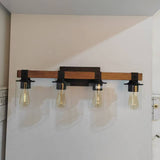 ZUN 4-Light E26 Bulb Industrial Style Farmhouse Wall Light , Rustic Wood Bathroom Vanity Lights with W2877P216930