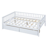 Full Size Daybed Wood Bed with Two Drawers , White WF301868AAK