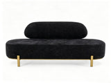 With Backrest, Gold Legs, Chenille Waiting Chair, 140*50*80cm, Black 28082880