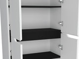 67"H Kitchen Storage Cabinet, with Four Doors and Five Interior Shelves,White/Black B097P167411
