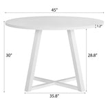 ZUN Edo Contemporary Round Dining Table, Trestle Base, White Finish T2574P182644