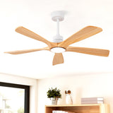 Hot sales 52 Inch Modern Ceiling Fan With 3 Color Dimmable 5 Solide Wood Blades Remote Control W2991P334793