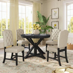 ZUN Functional Furniture Retro Style Table Set with Extendable Table and 4 Upholstered Chairs for 52240873