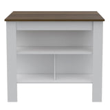 Cala Kitchen Island, Four Legs, Three Shelves -White / Walnut B07092012