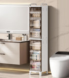 Small Narrow Storage Cabinet with Doors and Shelves Slim Waterproof Bathroom Storage Organizers 01685887