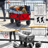 ZUN Collapsible Heavy Duty Beach Wagon Cart Outdoor Folding Utility Camping Garden Beach Cart with 45935871