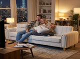FX-P11-CW 87.4 Inches 3 Seater Sofa for Living Room, Upholstered Couch with High Resilience W576P360570
