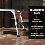 Aluminum Work Platform Large Size Step Stool Folding Portable Work Bench 40" Width Telescopic Feet W2529P185532