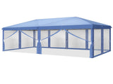 10x20 ft Instant Pop Up Canopy Tent Blue, 6 Mesh Panels 2 Doors 4 Net Sides, Powder Coated Iron 07293396