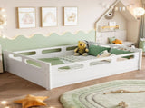 Full Size Floor Platform Bed with Full-length Guardrails, Low Profile Full Bed Frame, No Box Spring W1580P438792