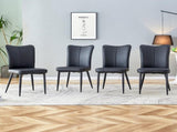 Modern Black PU Chair Set - Four Pieces, The backrest has a vertical and smooth line design.Suitable W1151P268762