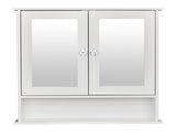 Double Door Mirror Indoor Bathroom Wall Mounted Cabinet Shelf White 19361616
