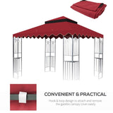 10x10 Ft Outdoor Patio Gazebo Replacement Canopy,Double Tiered Gazebo Tent Roof Top Cover Only wavy W419P198352