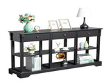 Console Sofa Table with Ample Storage, Retro Kitchen Buffet Cabinet Sideboard with Open Shelves and 25351153
