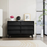 ZUN 6 Drawer Double Dresser Features Vintage-style and Bevel Design W578P170159