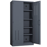 Metal garage storage with 2 doors and 4 adjustable shelves - 71.96-inch steel lockable file W396P305869