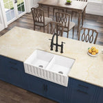 ZUN White Farmhouse Sink Deep Apron Sink Undermount Farmhouse Kitchen Sink Single Farm Sink DL06D-840-330