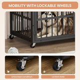 Furniture style dog crate wrought iron frame door with side openings, Rustic Brown, 43.3''W x W1162119831