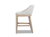Newport 30.5" Coastal Curved Back Upholstered Barstool, Two-Tone Neutral Gray Polyester Wool Blend B2719P391775