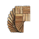 30 PCS Interlocking Deck Tiles Checker Pattern, 12" x 12" Square Yellow Acacia Hardwood Outdoor 48448953