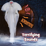 8.3 ft Halloween Standing Haunted Angel with Lighted Eyes and Automatic Wing Movement 38795094