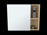 Medicine Single Door Cabinet 19" H With Mirror, Five Interior Shelves, Light Oak B097132885