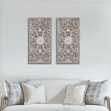 2 PCS Distressed Carved Wood Wall Decor Set B035P366543