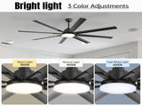 72 Inch Modern Large Design Ceiling Fans With Smart Remote Control 6 Wind Speed DC Motor Black for 92131768