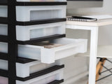 9-Drawer Narrow Plastic Storage Drawer Cart with Organizer Top, Black 18949580