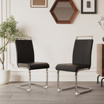 ZUN Modern Dining Chairs,PU Faux Leather High Back Upholstered Side Chair with C-shaped Tube plating W2189133290