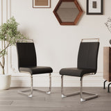 ZUN Modern Dining Chairs,PU Faux Leather High Back Upholstered Side Chair with C-shaped Tube plating W2189P248189