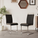 ZUN Modern Dining Chairs,PU Faux Leather High Back Upholstered Side Chair with C-shaped Tube plating W2189133286